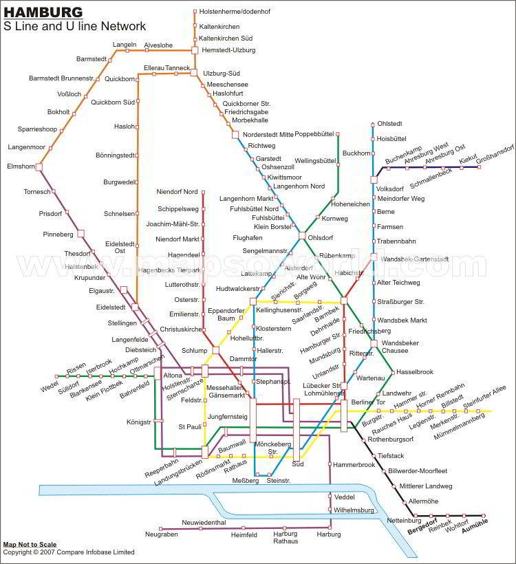 Mapa metro Hamburgo (Hamburg U-Bahn) — Mapa Metro