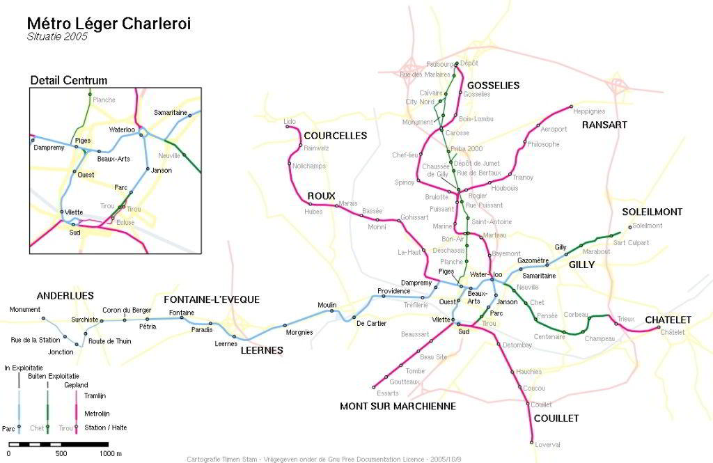 Mapa metrô de Charleroi