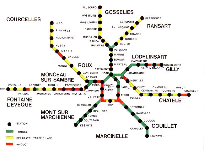 Charleroi Χάρτης του Μετρό
