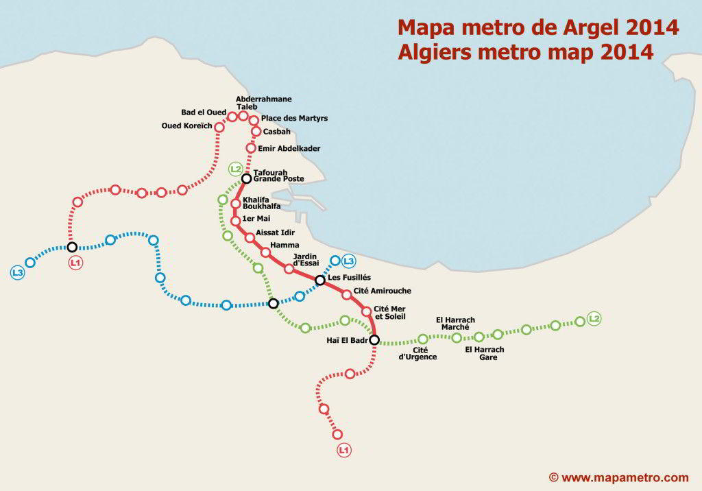 Kaart van Algiers metro