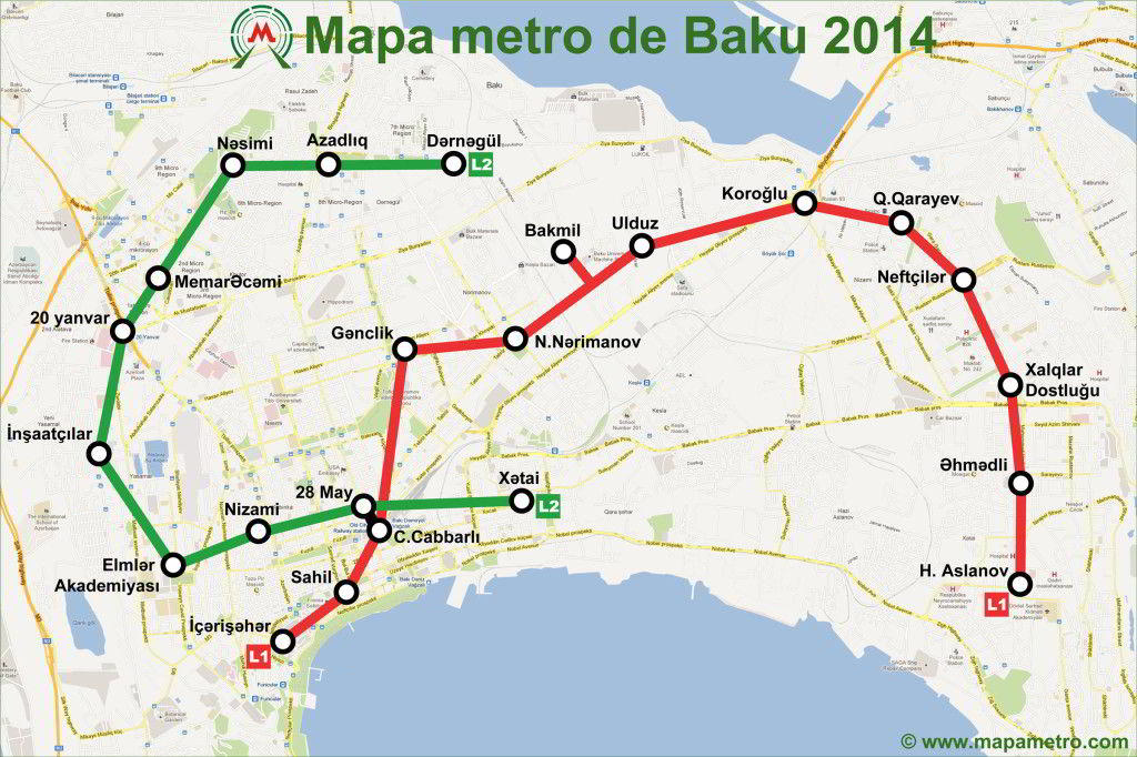 Mapa metro Baku