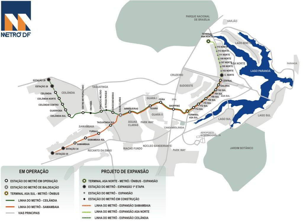 Mapa metro Brasilia