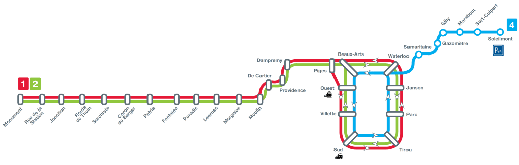 Charleroi carte du métro