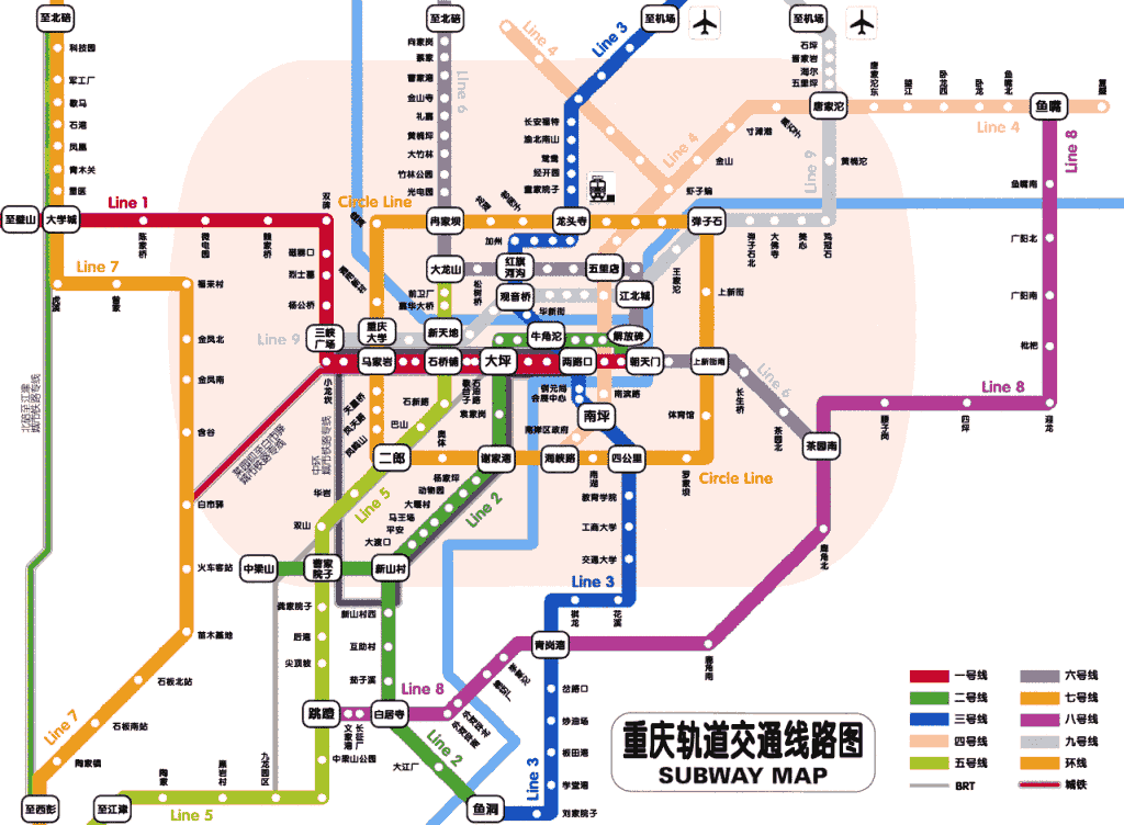 Metro Mappa di Chongqing