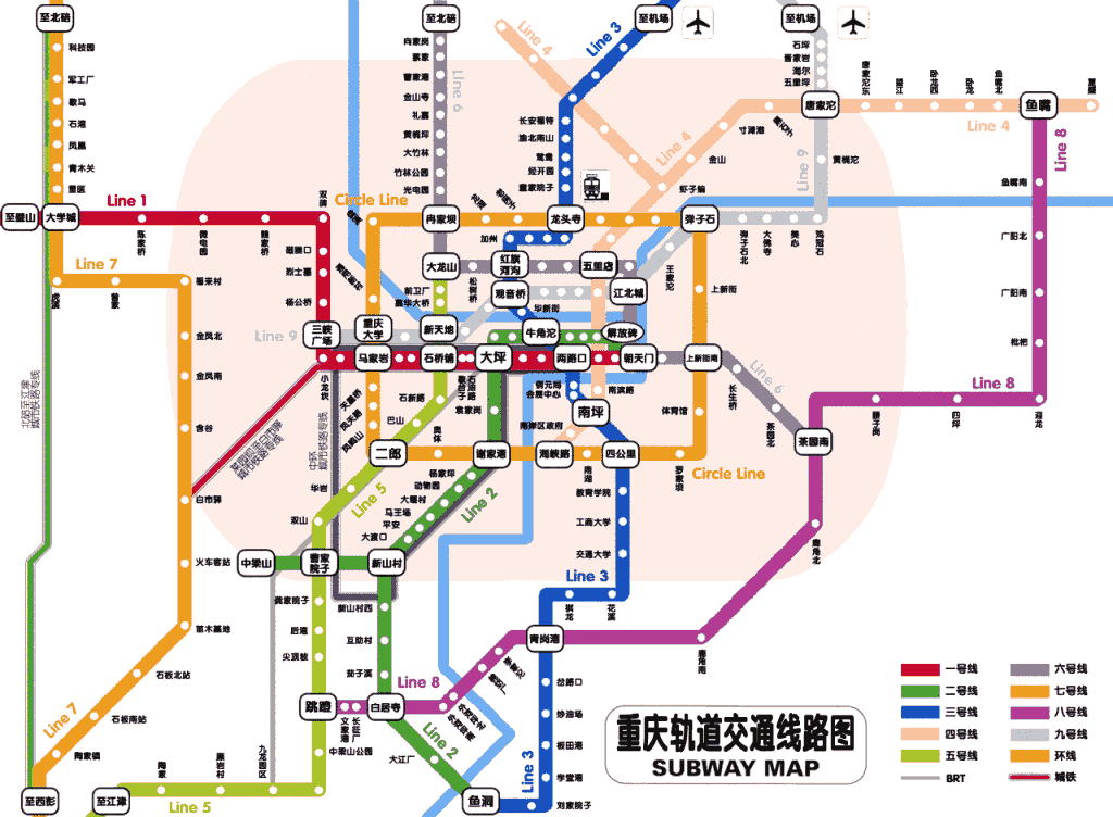 Kaart Metro Chongqing