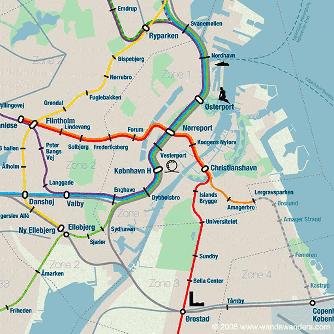 Mapa del metro de Copenhaguen