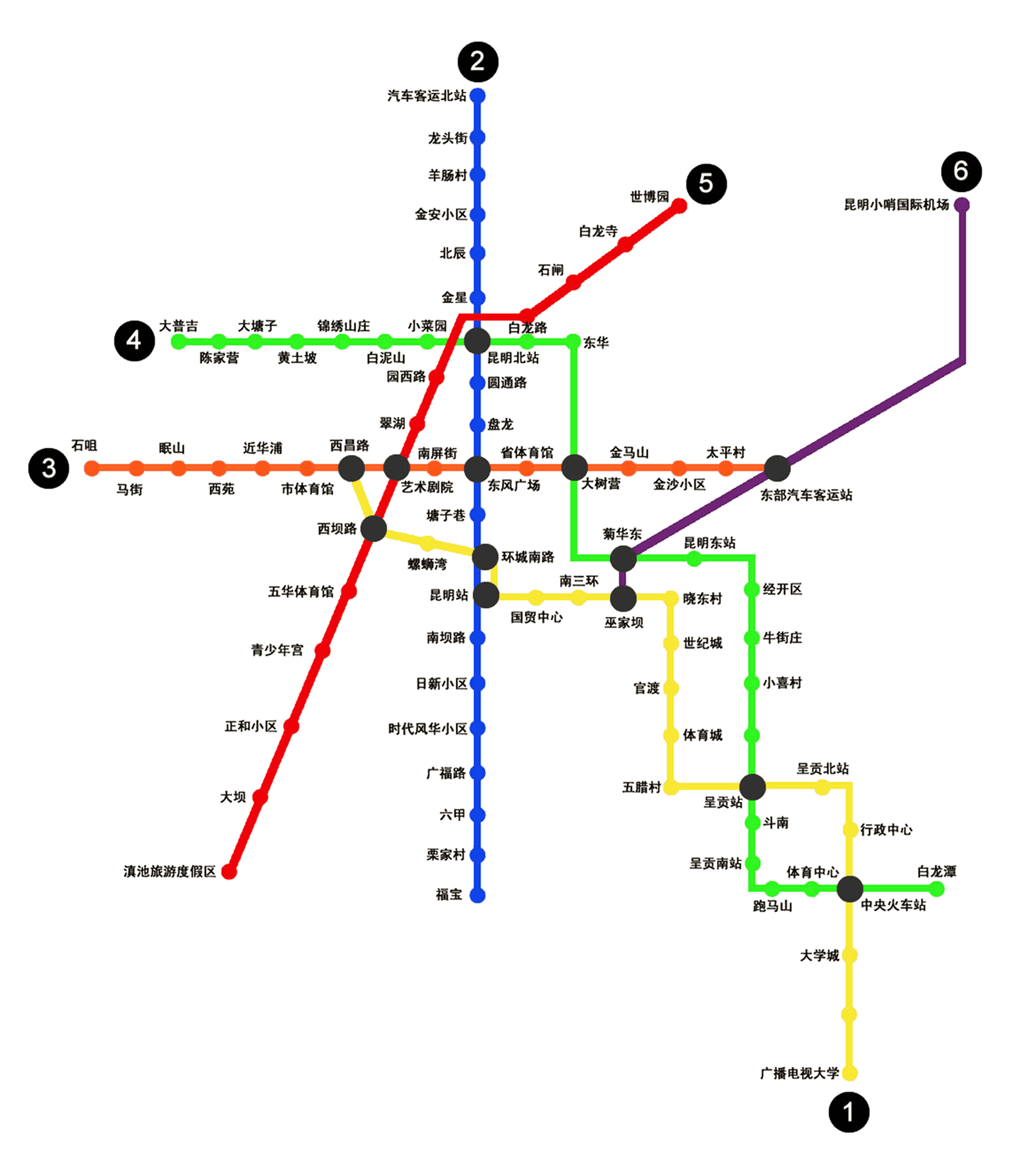 Harta metru de Kunming