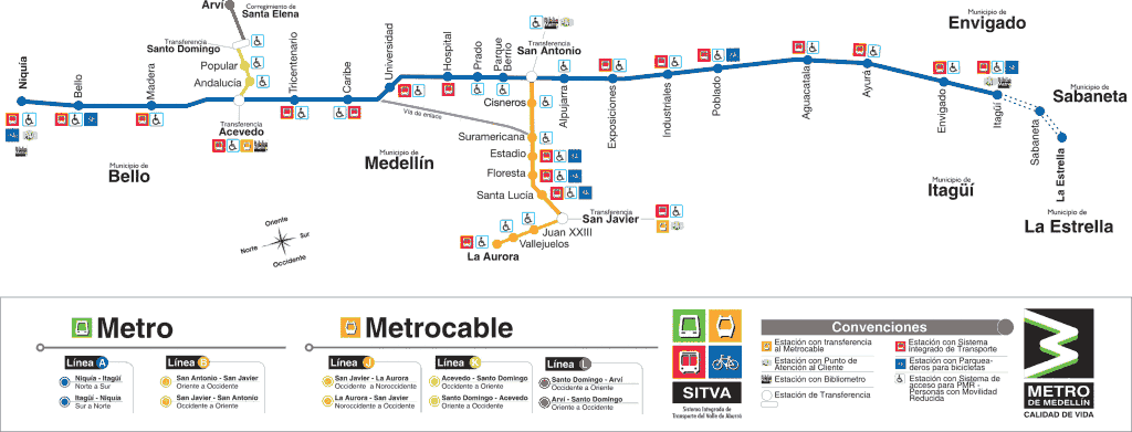 mapa do metro Medellin