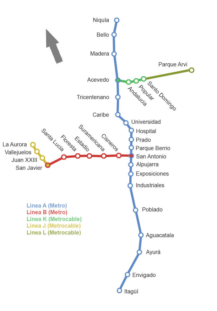 Medellin U-Bahn-Karte