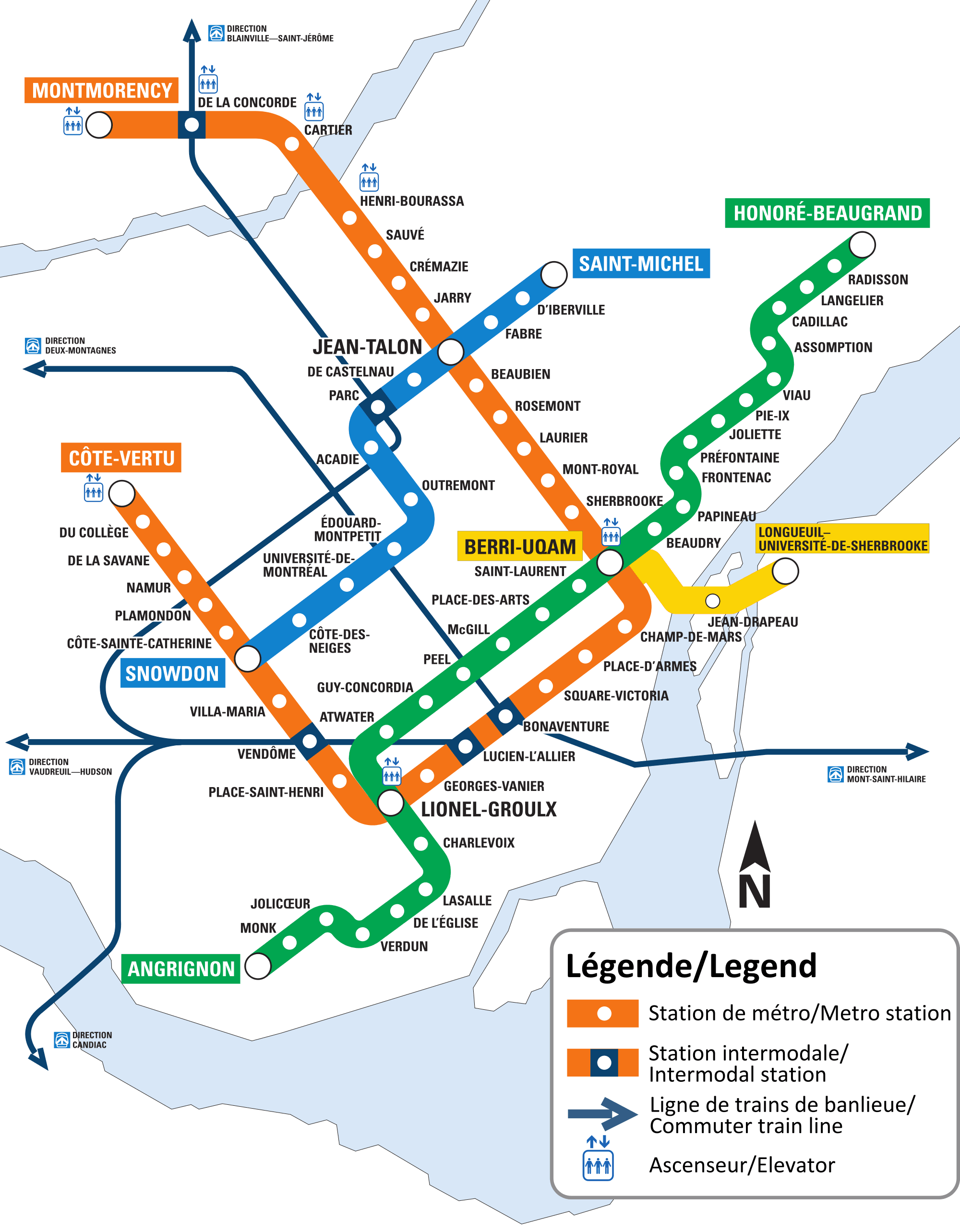 Mapa metro de Montreal