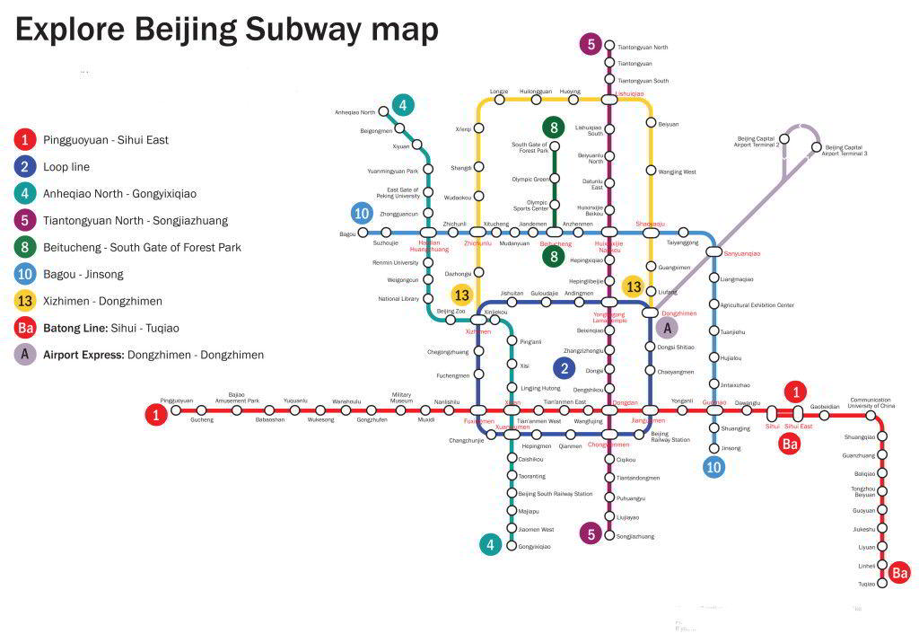 Kartta-Peking metro Pekin