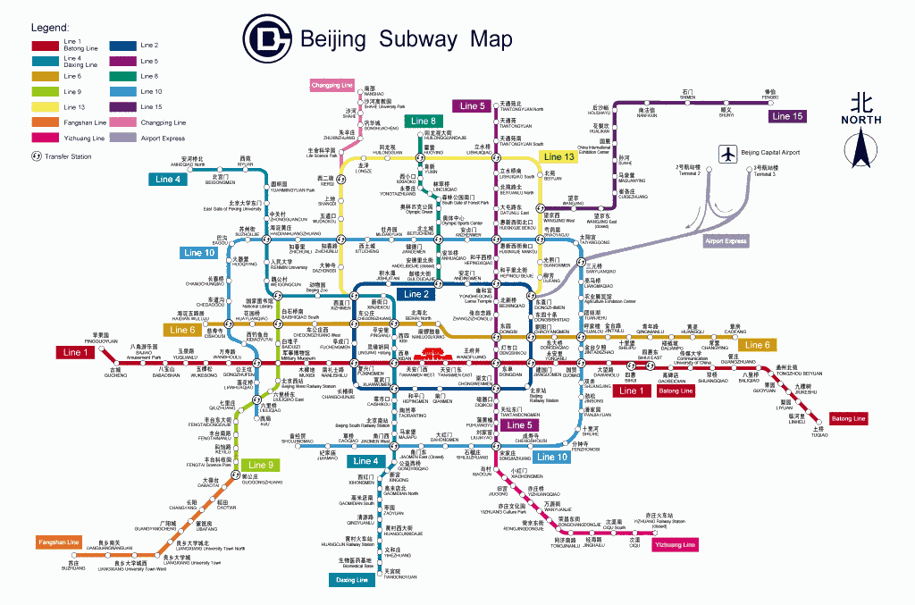 Mapa metra Peking-Peking