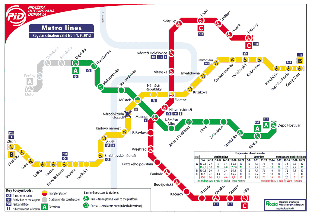 Карта Пражский метрополитен