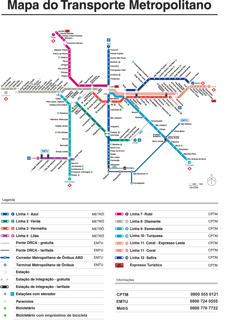 Plan du métro de Sao Paulo