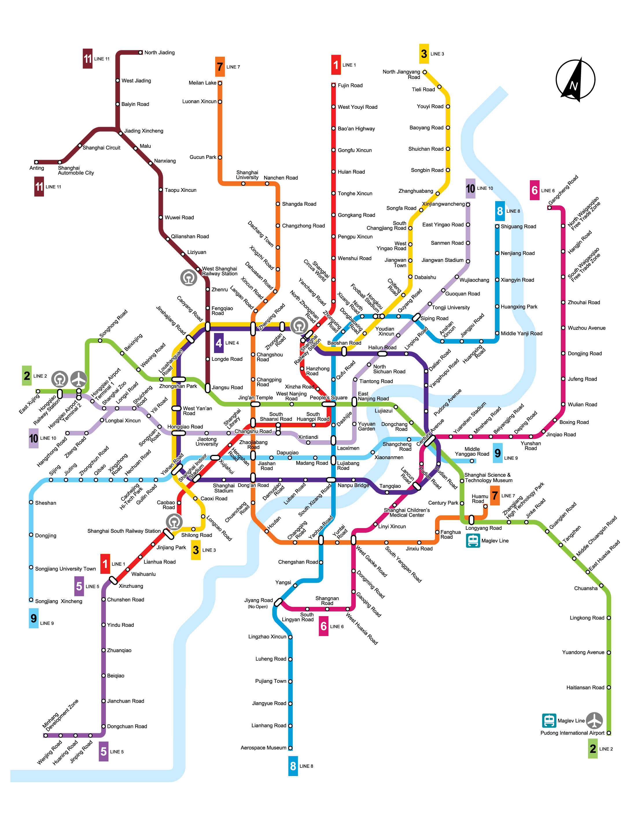上海の地下鉄の地図