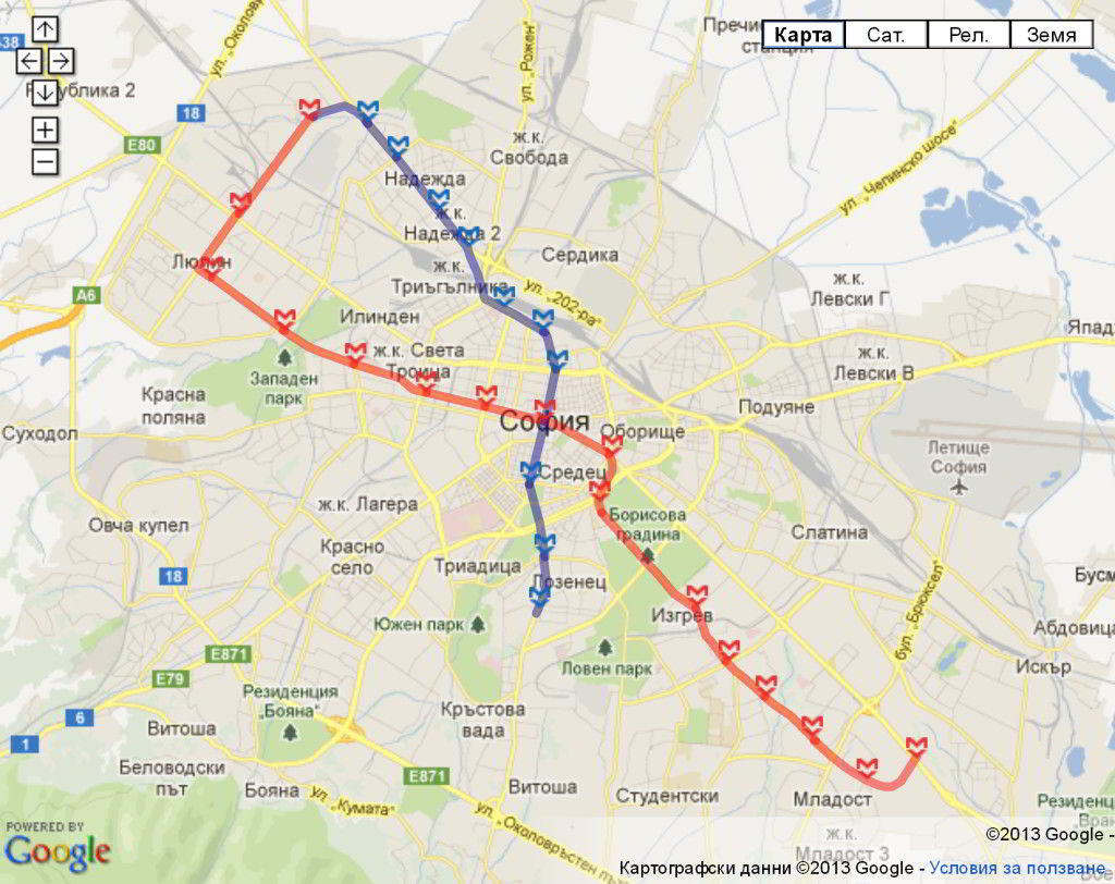 Mapa metrô de Sofia