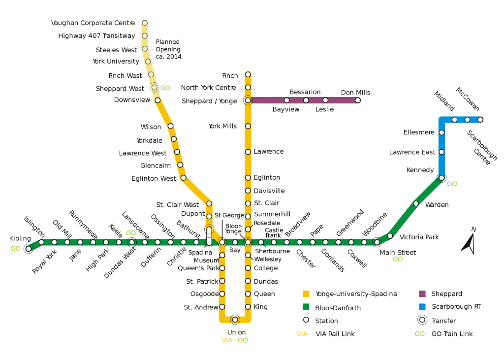 Χάρτης του Μετρό Τορόντο
