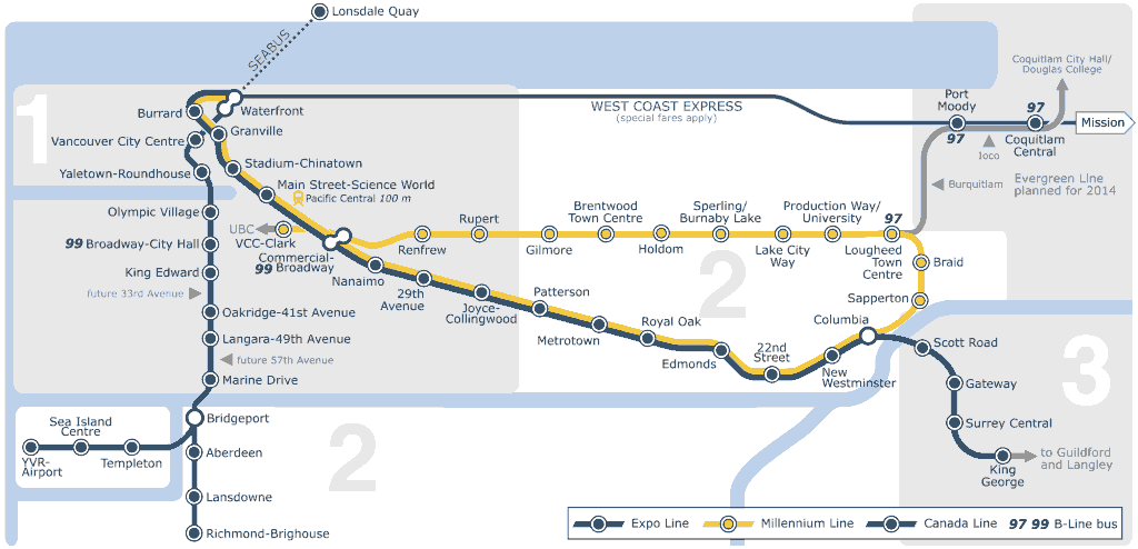 Χάρτης του Μετρό Βανκούβερ