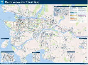 Antique Vancouver Regional skyTrain map