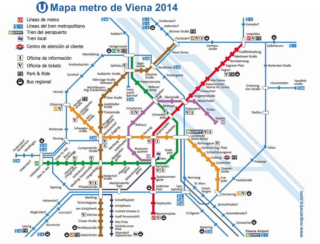 מפת המטרו וינה (הרכבת תחתית של וינה)