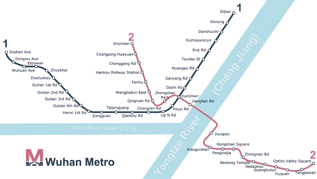 Mapa metra w Wuhan