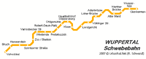 Wuppertal plano mapa do metro 1