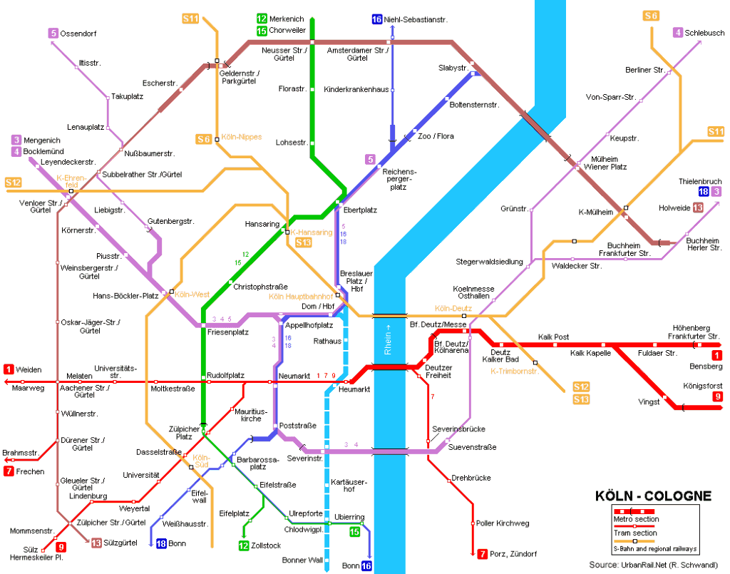 Mapa metro Colonia Cologne 1