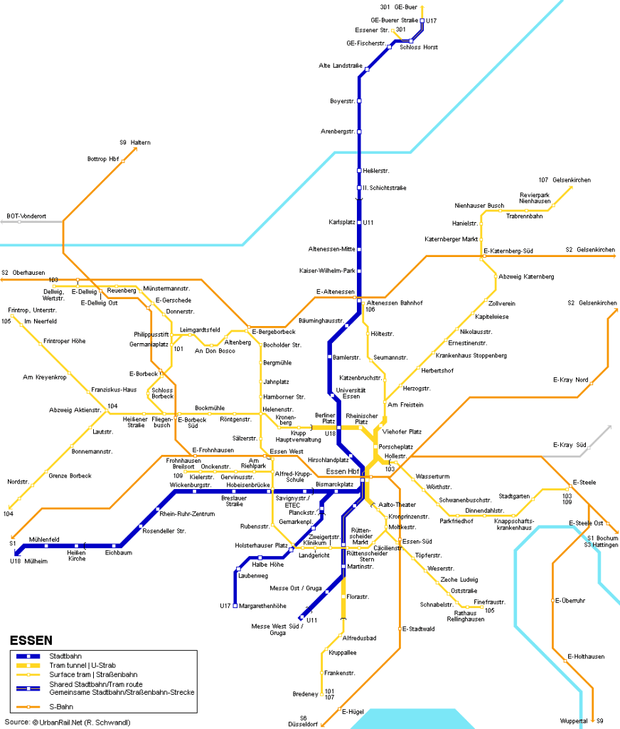 Mapa metra w Essen 2