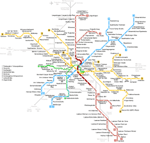 Mapa antiguo del tranvía urbano de Hanóver 2014 3