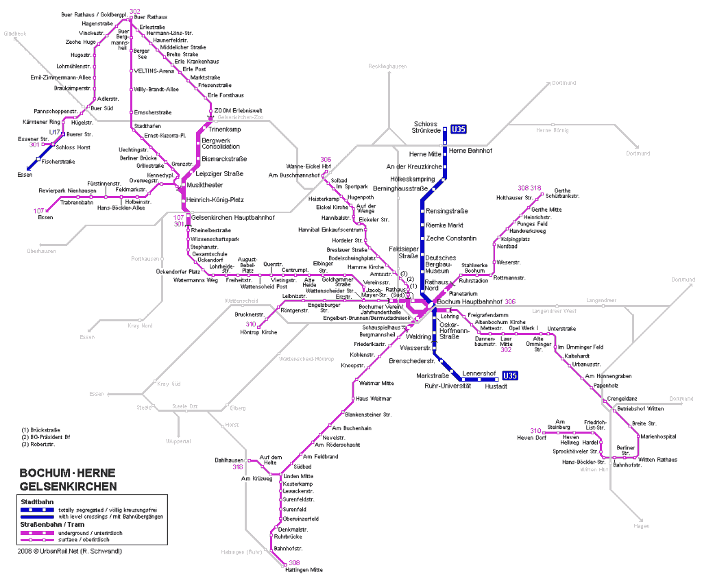 Mapa metro Bochum 2