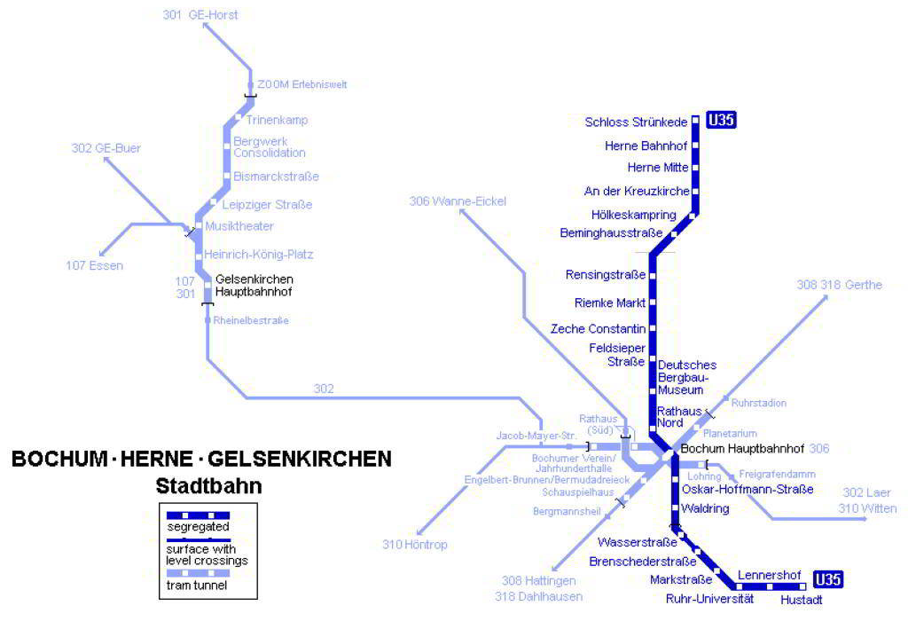 Mapa metro Bochum 1 b