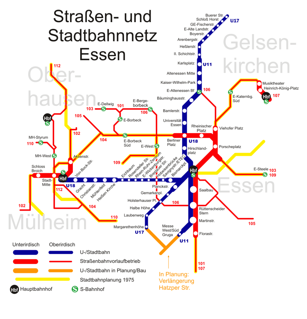 Mapa metra w Essen 4