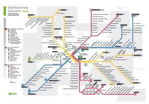 Mapa antiguo del tranvía urbano de Hanóver 2014 5