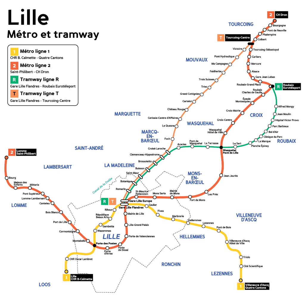 המפה שהמטרו Lille (מטרו הקטן) 2