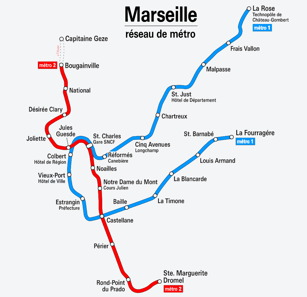 Marsylia metro mapa 1