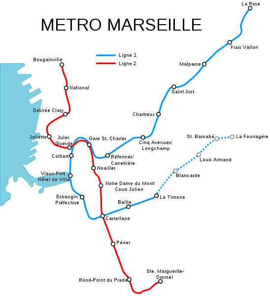 Marsiglia mappa della metropolitana 2