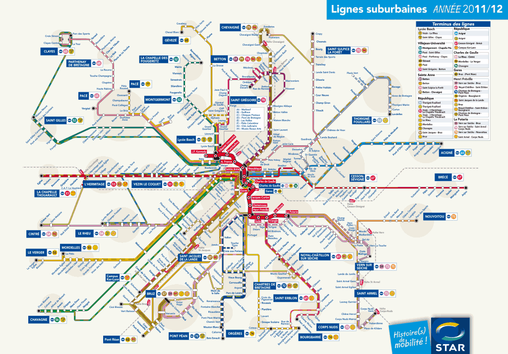 מפת הרכבת התחתית Rennes 4