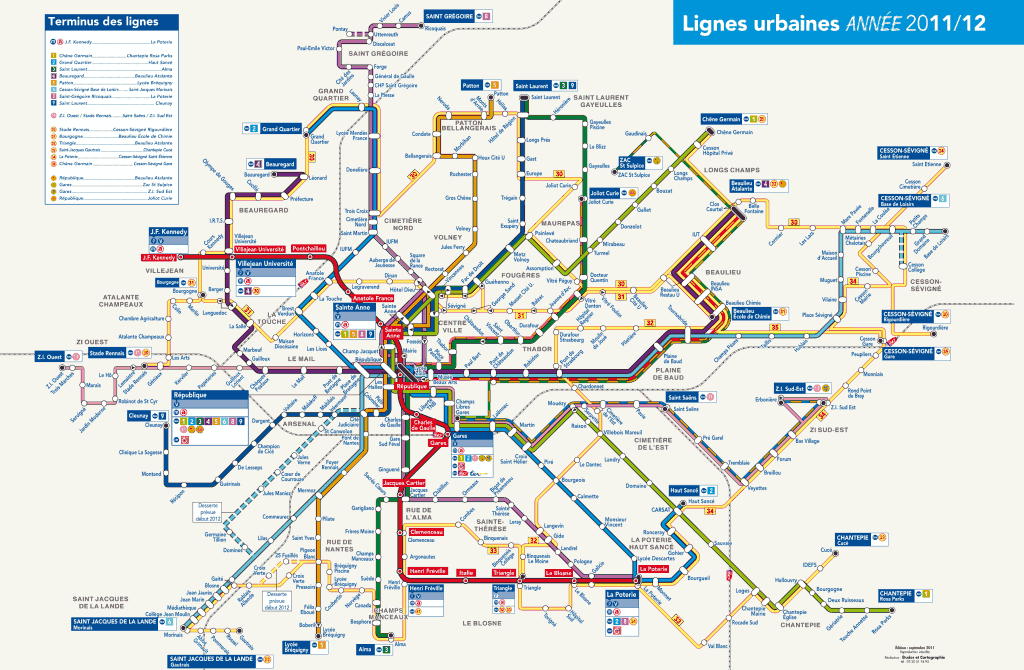 מפת הרכבת התחתית Rennes 5