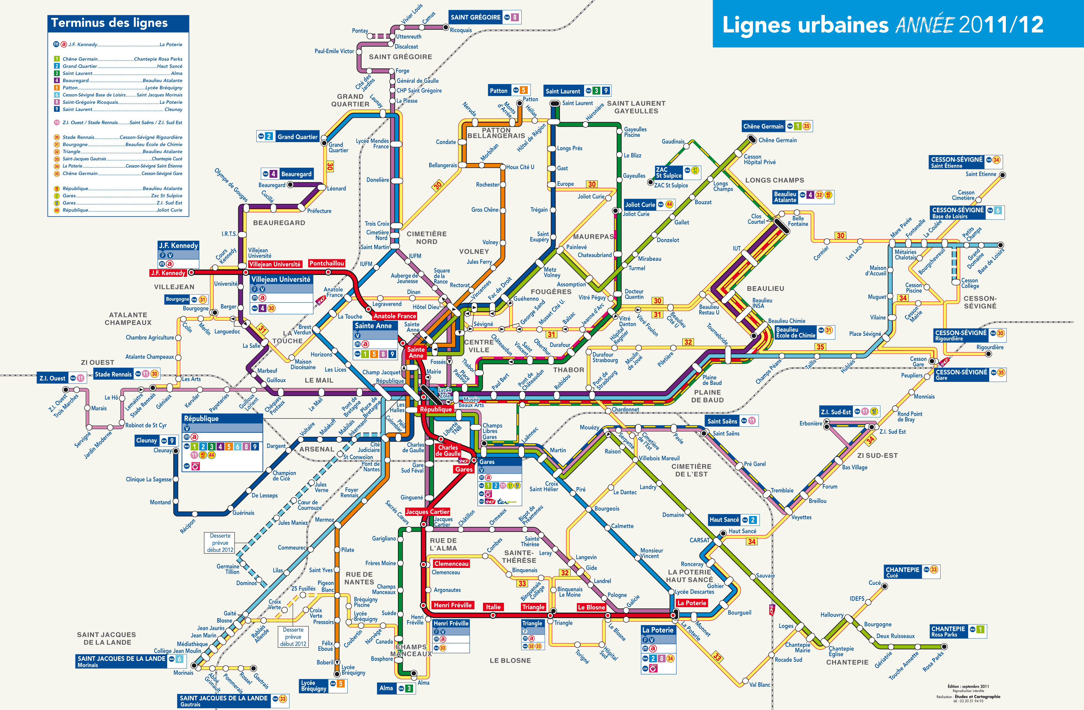 Mapa metro Rennes - Mapa Metro