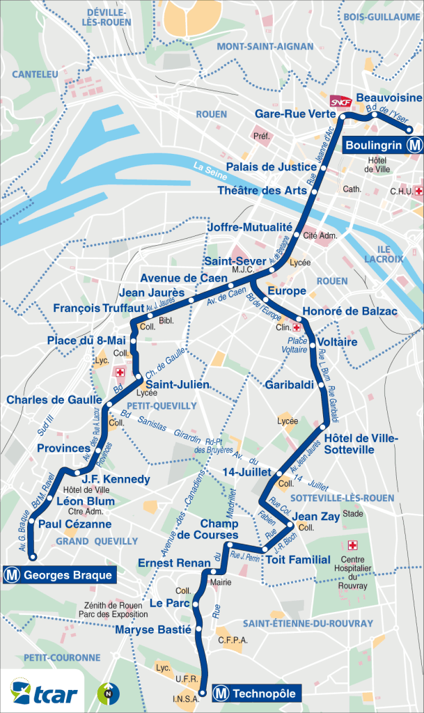 Rouen carte du métro