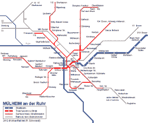 Mulheim mappa della metropolitana 2