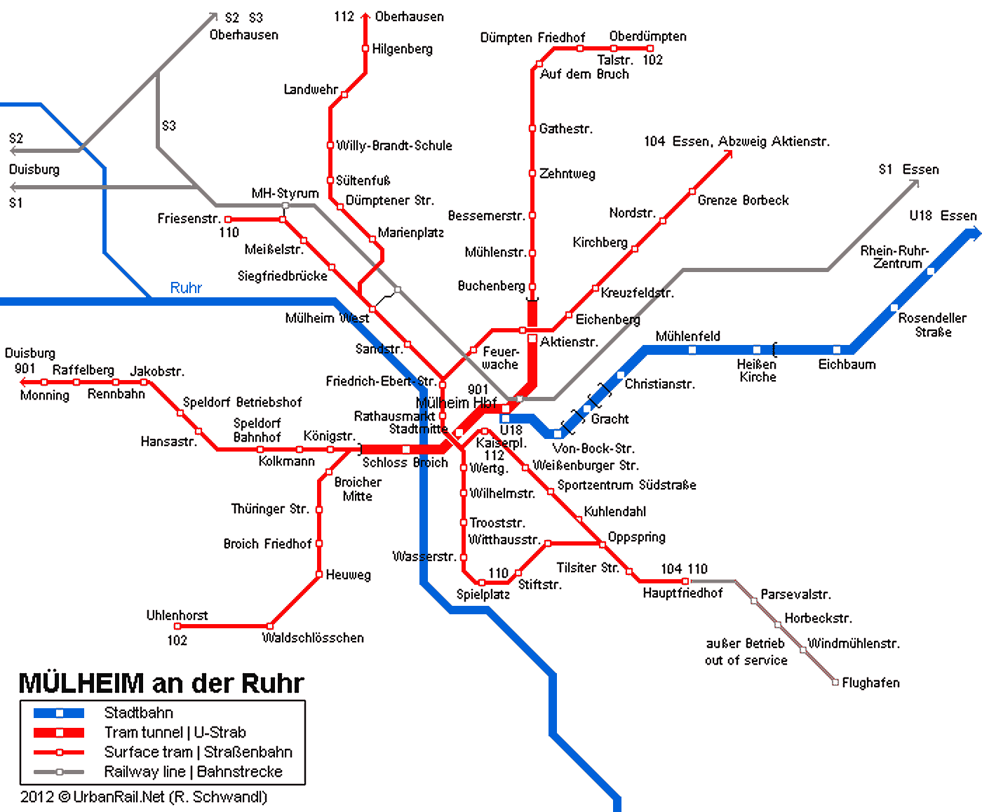 ミュールハイム地下鉄地図 Mapaメトロ