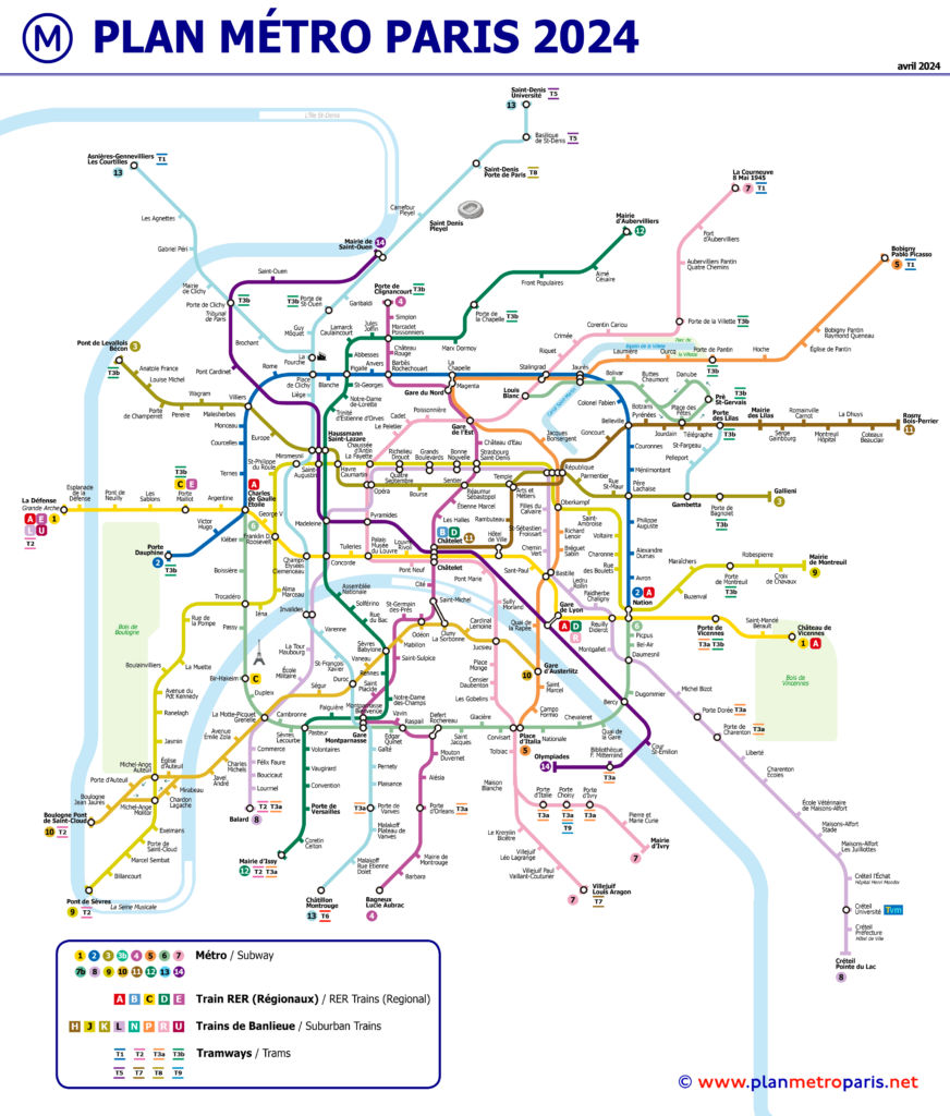 Karte der Pariser U-Bahn