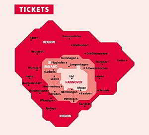 Mapa zonas metro Hannover 2014