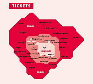 Hannover áreas do mapa do metro