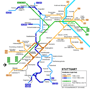 Stuttgart centre metro map