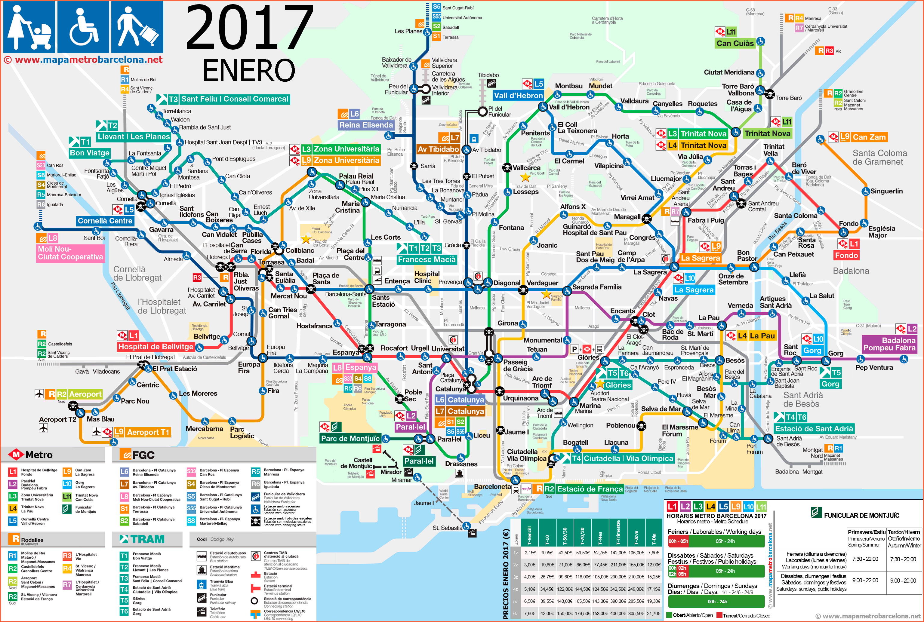 バルセロナの地下鉄の地図 Mapaメトロ