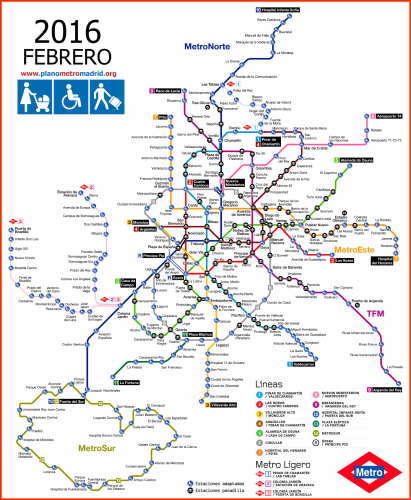 Mapa metro Madrid 2016