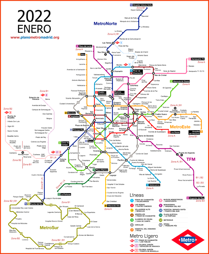 Χάρτης του μετρό της Μαδρίτης 2022