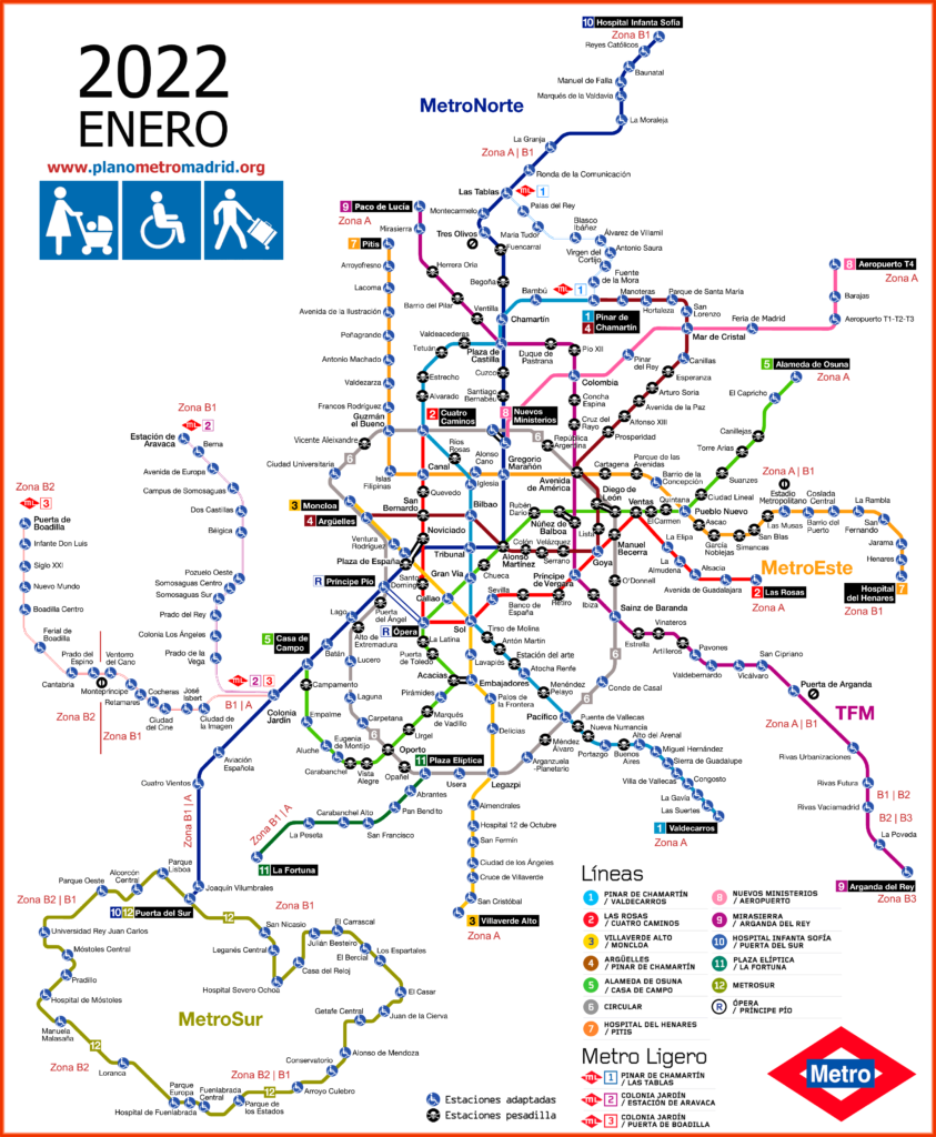 Plano metro madrid 2022